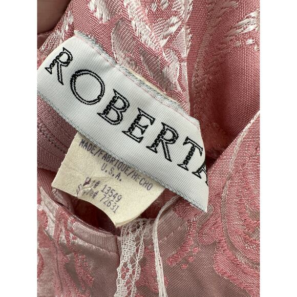 Roberta Vintage Pink Floral Paisley Velour V-Neck Maxi Dress Women's Size 0-2 - Picture 6 of 14